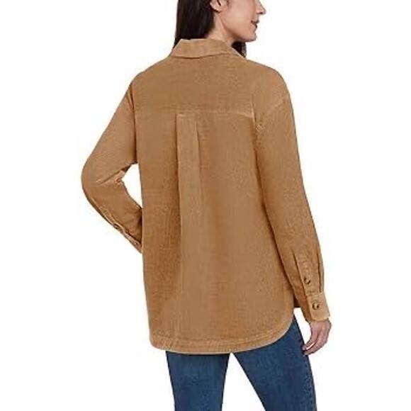 Matty M Cotton Blend Corduroy Shirt Jacket Shacket Brown Tan Gorpcore womens XL - Picture 10 of 13